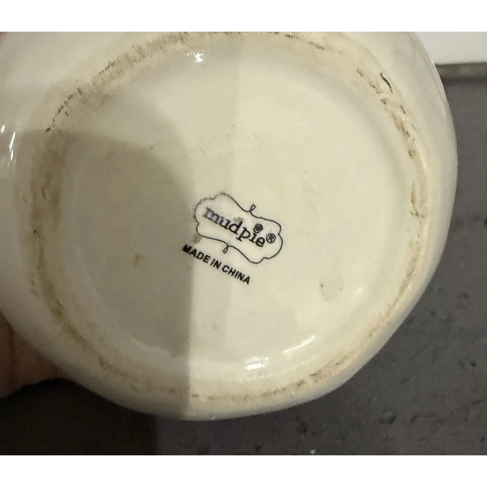 Mud Pie Bistro Garlic Keeper Ceramic Jar with Wood Lid Kitchen Storage